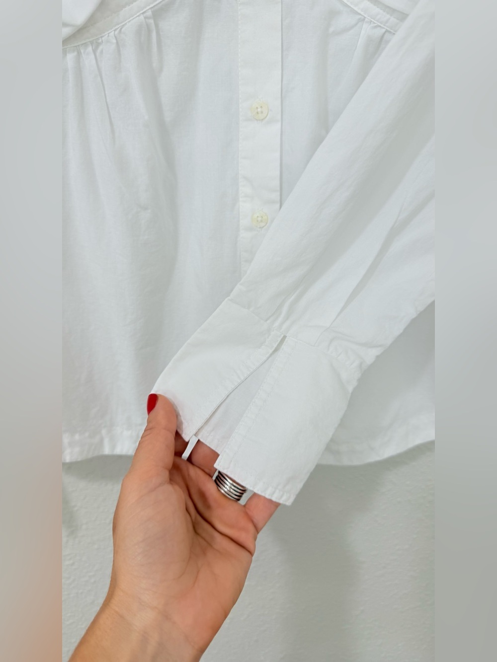 Maeve Anthropologie White Twist Front Button Cotton Blouse XS - Picture 5 of 9